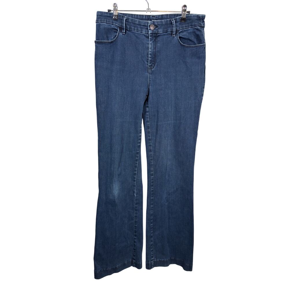 Chico's The Platinum Trouser Jeans Womens 1 US 8R Wide Leg Blue Dark Wash